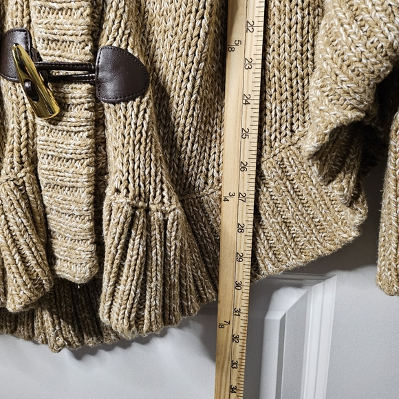 Michael Kors Chunky Knit Toggle Cardigan Sweater Cozy Neutral Size L Poncho Warm - Picture 16 of 16